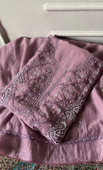 Load image into Gallery viewer, Shirin Women's Lakhnavi Handcrafted Mul Chanderi Unstitched Chikankari Full Suit Material - HONC0339566