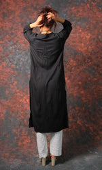 Load image into Gallery viewer, Women&#39;s Lucknowi Handcrafted Modal Cotton Chikankari Kurti - HONC0327115
