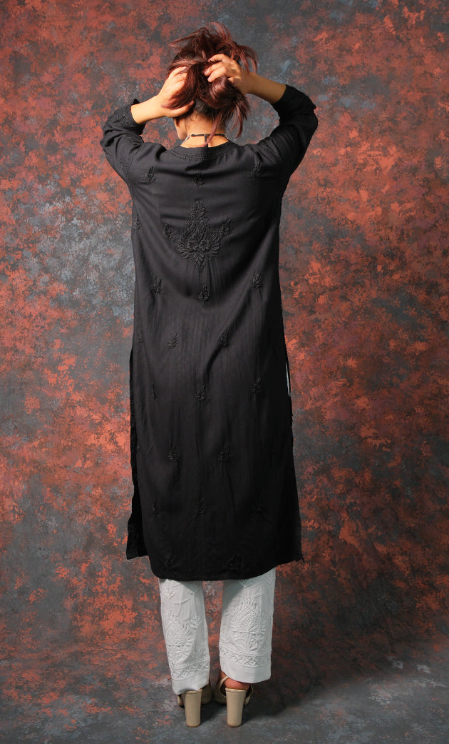 Women's Lucknowi Handcrafted Modal Cotton Chikankari Kurti - HONC0327115