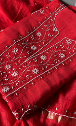 Load image into Gallery viewer, Women's Lakhnavi Handcrafted Mul Chanderi Unstitched Chikankari Full Suit Material -HONC0272784