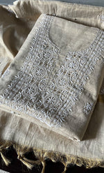 将图像加载到图库查看器中， Women&#39;s Lakhnavi Handcrafted Tissue Chanderi Unstitched Kurta And Dupatta Set - HONC0267163
