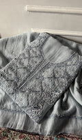 Shirin Women's Lakhnavi Handcrafted Mul Chanderi Unstitched Chikankari Full Suit Material - HONC0339565