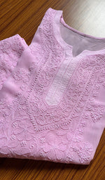 Load image into Gallery viewer, Women&#39;s Lakhnavi Handcrafted Viscose Georgette Chikankari Kurti- HONC0301079
