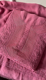 Load image into Gallery viewer, Women&#39;s Lakhnavi Handcrafted Viscose Georgette Chikankari Full Suit Material - HONC0258398
