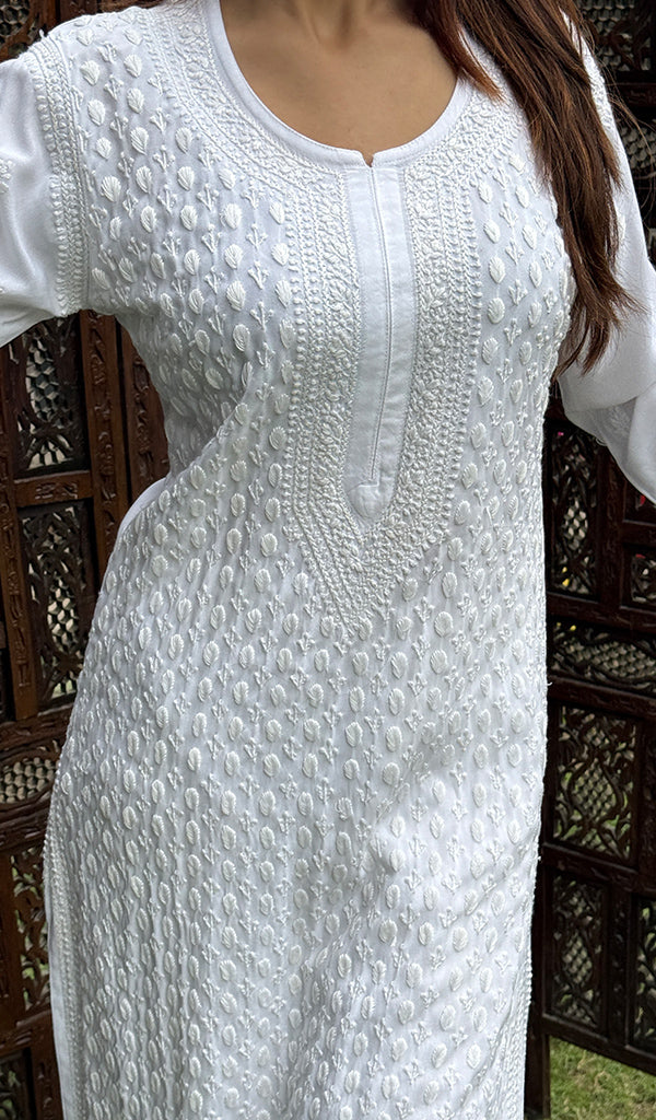 Hinaya Women's Lakhnavi Handcrafted Rayon Chikankari Kurti - HONC0153613