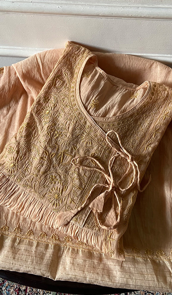 Womens Lakhnavi Handcrafted Mul Chanderi
