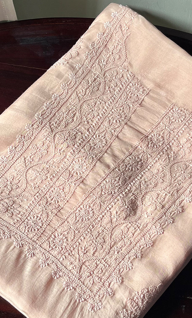 Women's Lakhnavi Handcrafted Modal Cotton Chikankari Unstitched Kurti Fabric - HONC0287651