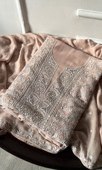 Load image into Gallery viewer, Women&#39;s Lakhnavi Handcrafted Pure Silk Georgette Chikankari Kurta And Dupatta Set- HONC0260017
