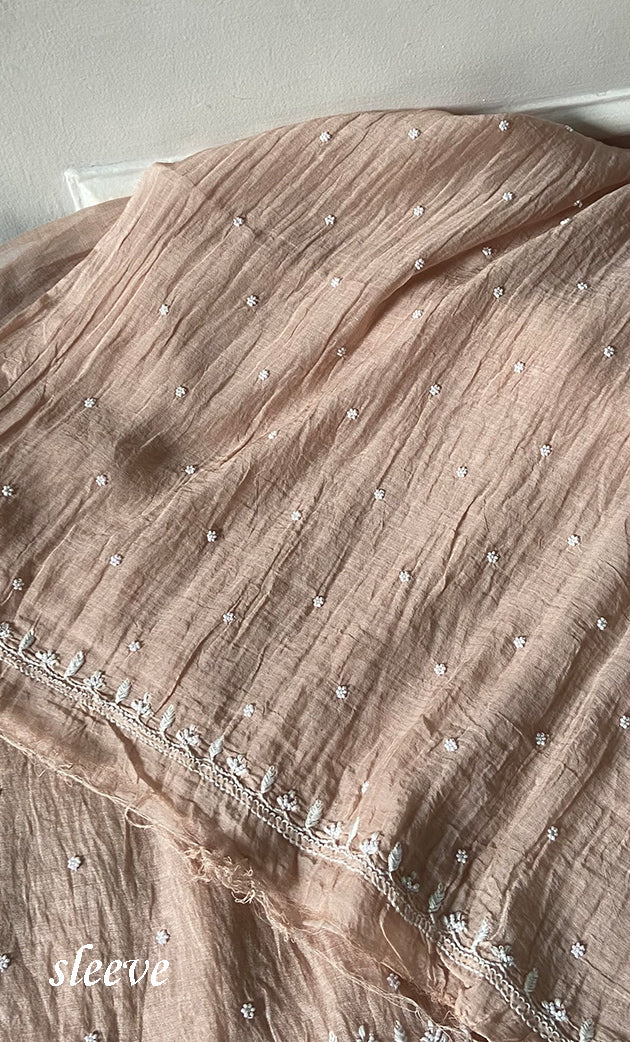 Women's Lakhnavi Handcrafted Unstitchd Mul Chanderi Kurta And Dupatta Set - HONC0338195