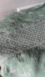 Load image into Gallery viewer, Women's Lakhnavi Handcrafted Mul Chanderi Unstitched Kurta And Dupatta Set - HONC0374455