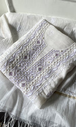 Load image into Gallery viewer, Women's Lakhnavi Handcrafted Unstitchd Mul Chanderi Kurta And Dupatta Set - HONC0323578