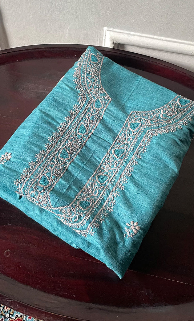 Lucknowi Handcrafted Cotton Chikankari Unstitched Men's Kurta Fabric - HONC0302272