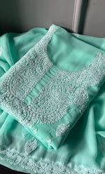 Load image into Gallery viewer, Women&#39;s Lucknowi Handcrafted Faux-Georgette Chikankari Suit Material - HONC0263067
