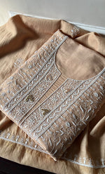 将图像加载到图库查看器中， Mehr Women&#39;s Lakhnavi Handcrafted Maheshwari Mul Chanderi Kurta And Dupatta Set - HONC0285403
