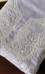 Load image into Gallery viewer, Women&#39;s Lakhnavi Handcrafted Cotton Chikankari Unstitched Kurti Fabric - HONC0318490
