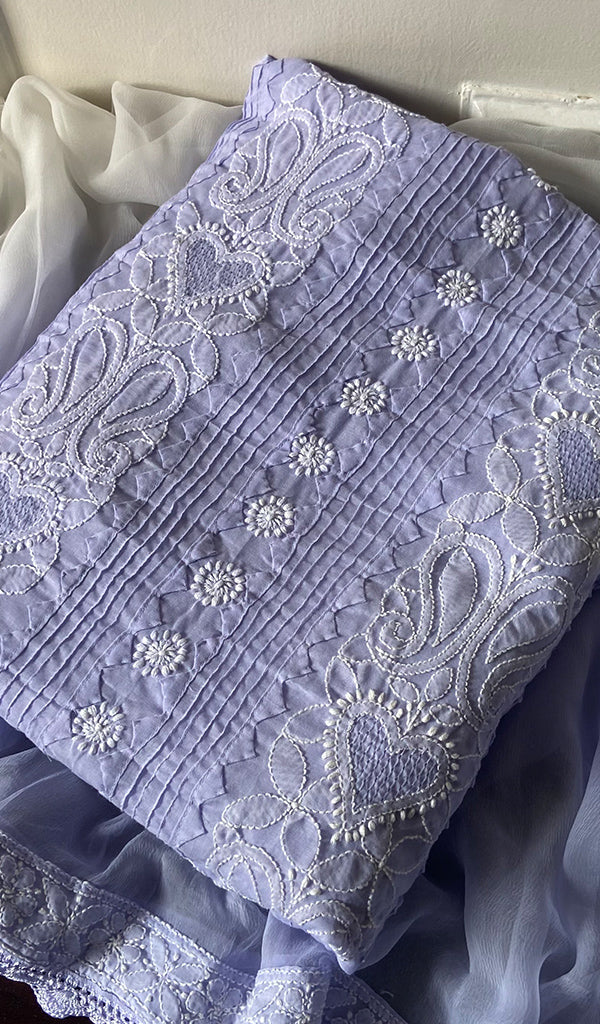 Women's Lakhnavi Handcrafted Cotton Chikankari Suit Material - HONC0289735