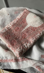 Load image into Gallery viewer, Women&#39;s Lakhnavi Handcrafted Pure Organza Chikankari Unstitched Kurta And Dupatta Set- HONC0294922
