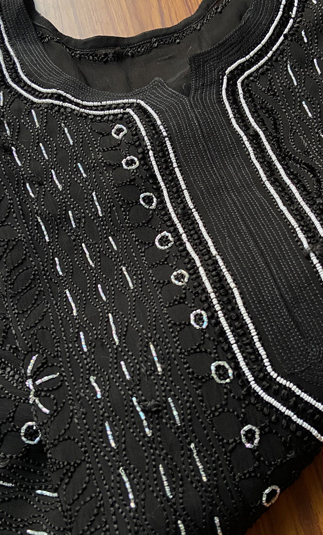 Fareeha Women's Lakhnavi Handcrafted Viscose Georgette Chikankari Kurti - HONC0221802