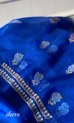 Load image into Gallery viewer, Women's Lakhnavi Handcrafted Pure Organza Chikankari Unstitched Kurta And Dupatta Set- HONC0343160