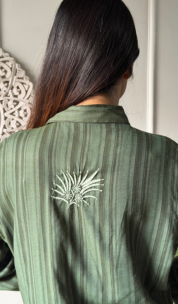 Vaishali Women's Lucknowi Handcrafted Cotton Chikankari Long Dress - HONC0341100