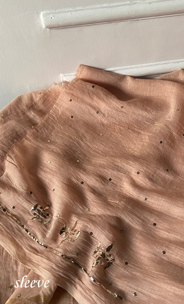 Women's Lakhnavi Handcrafted Mul Chanderi Unstitched Kurta And Dupatta Set- HONC0337823