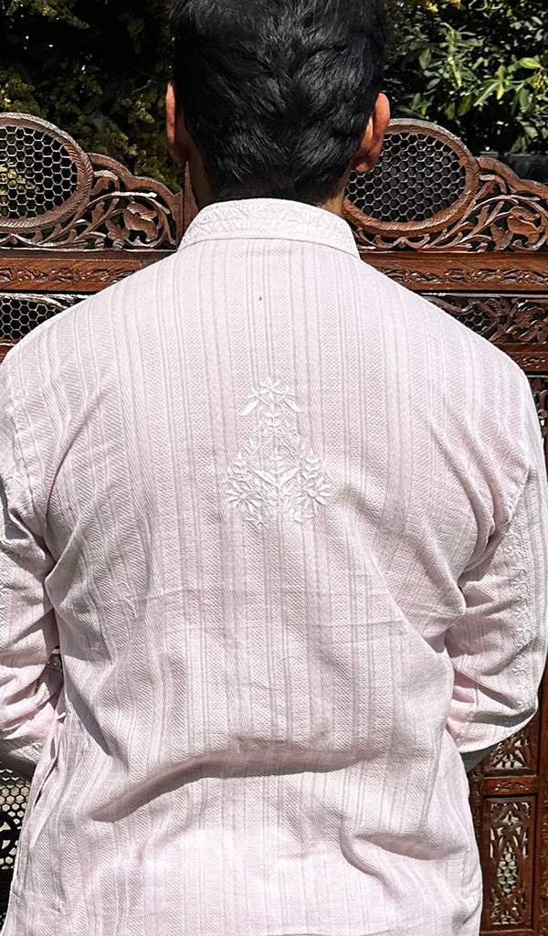Men's Lucknowi Handcrafted Cotton Chikankari Kurta - HONC0335276