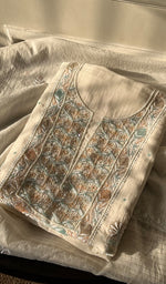 Load image into Gallery viewer, Irum Women&#39;s Lakhnavi Handcrafted Mul Chanderi Unstitched Kurta And Dupatta Set - HONC0297201
