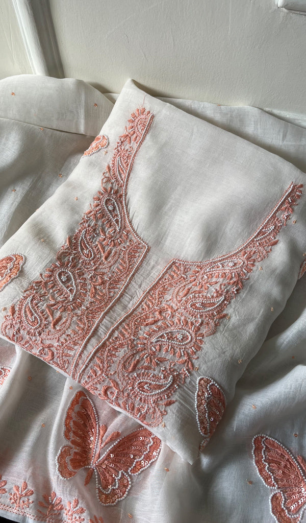 Titlee Women's Lakhnavi Handcrafted Mul Chanderi Unstitched Kurta And Dupatta Set - HONC0284781