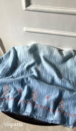 Load image into Gallery viewer, Saziya Women's Lakhnavi Handcrafted Mul Chanderi Semi - stitched Chikankari Full Suit Material - HONC0321285