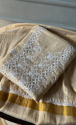 将图像加载到图库查看器中， Women's Lakhnavi Handcrafted Tissue Chanderi Unstitched Kurta And Dupatta Set - HONC0278195