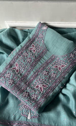 将图像加载到图库查看器中， Women&#39;s Lakhnavi Handcrafted Mul Chanderi Unstitched Kurta And Dupatta Set - HONC0302233
