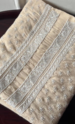 Load image into Gallery viewer, Lucknowi Handcrafted Munga Silk Chikankari Unstitched Unisex Kurta Fabric - HONC0320844