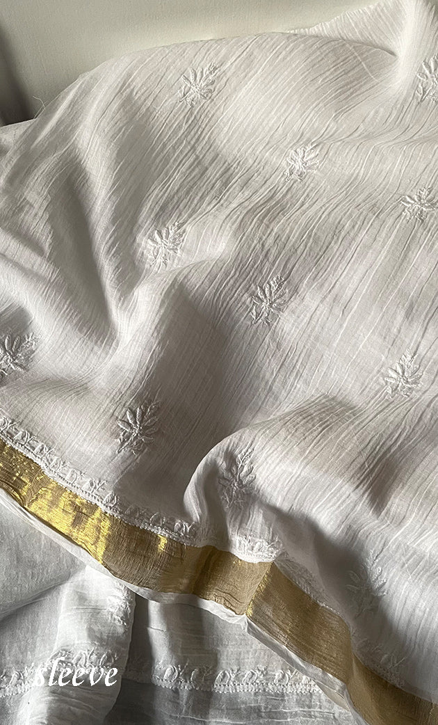 Women's Lakhnavi Handcrafted Unstitched Cotton Chikankari Kurta Dupatta Set - HONC0326100