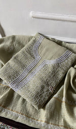 Load image into Gallery viewer, Haaniya Women's Lakhnavi Handcrafted Mul Chanderi Unstitched Kurta And Dupatta Set - HONC0965195