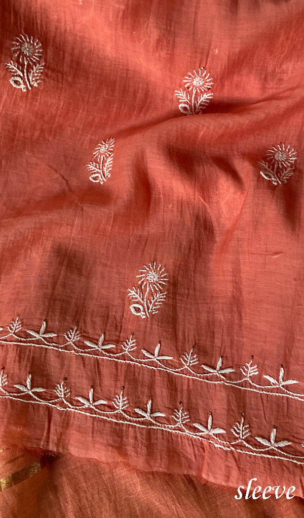 Women's Lakhnavi Handcrafted Mul Chanderi Kurta And Dupatta Set - HONC0199241