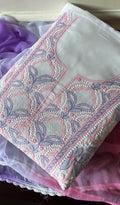 Sidra Women's Lakhnavi Handcrafted Cotton Chikankari Suit Material - HONC0291775