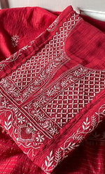 将图像加载到图库查看器中， Women's Lakhnavi Handcrafted Semi- stitched Mul Chanderi Kurta And Dupatta Set - HONC0282410