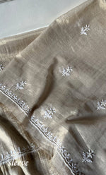 Women's Lakhnavi Handcrafted Tissue Chanderi Unstitched Chikankari Kurta And Dupatta Set - HONC0332771