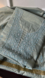 Load image into Gallery viewer, Women&#39;s Lakhnavi Handcrafted Tissue Chanderi Chikankari Suit Material - HONC0275992
