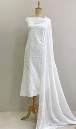 Load image into Gallery viewer, Women&#39;s Lakhnavi Handcrafted Cotton Chikankari Kurta And Dupatta Set- HONC0212259
