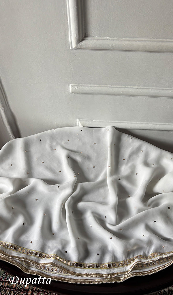 Women's Lucknowi Handcrafted Viscose Georgette Unstitched Chikankari Kurta and Dupatta Set- HONC0329580