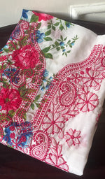 将图像加载到图库查看器中， Women&#39;s Lakhnavi Handcrafted Cotton Chikankari Unstitched Kurti Fabric - HONC0284336
