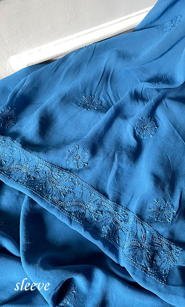 Women's Lakhnavi Handcrafted Viscose Georgette Chikankari Full Suit Material - HONC0299913