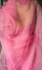 Load image into Gallery viewer, Women&#39;s Lucknowi Handcrafted Pure Organza Silk Chikankari Saree - HONC0273030
