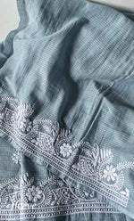 Load image into Gallery viewer, Women&#39;s Lucknowi Handcrafted Kota Cotton Chikankari Unstitched Kurta And Dupatta Set - HONC0312637
