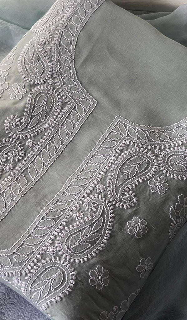 Miral Women's Lakhnavi Handcrafted Unstitched Cotton Chikankari Suit Material - HONC0291824
