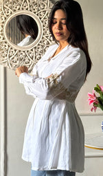 Load image into Gallery viewer, Mahika Women's Lucknowi Handcrafted Slub Cotton Chikankari Shirt - HONC0344239