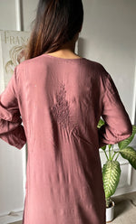 Load image into Gallery viewer, Women&#39;s Lucknowi Handcrafted Modal Cotton Chikankari Kurti - HONC0264965
