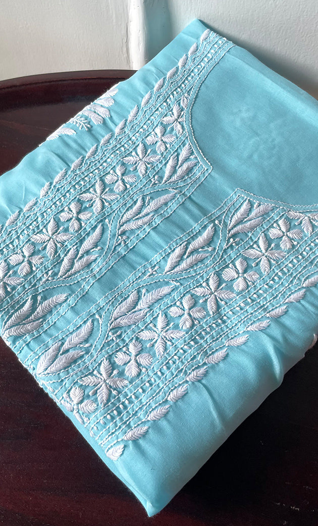 Women's Lakhnavi Handcrafted Cotton Chikankari Unstitched Kurti Fabric - HONC0318763