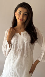 Load image into Gallery viewer, Women's Lakhnavi Handcrafted Cotton Chikankari Kurti - HONC0364093